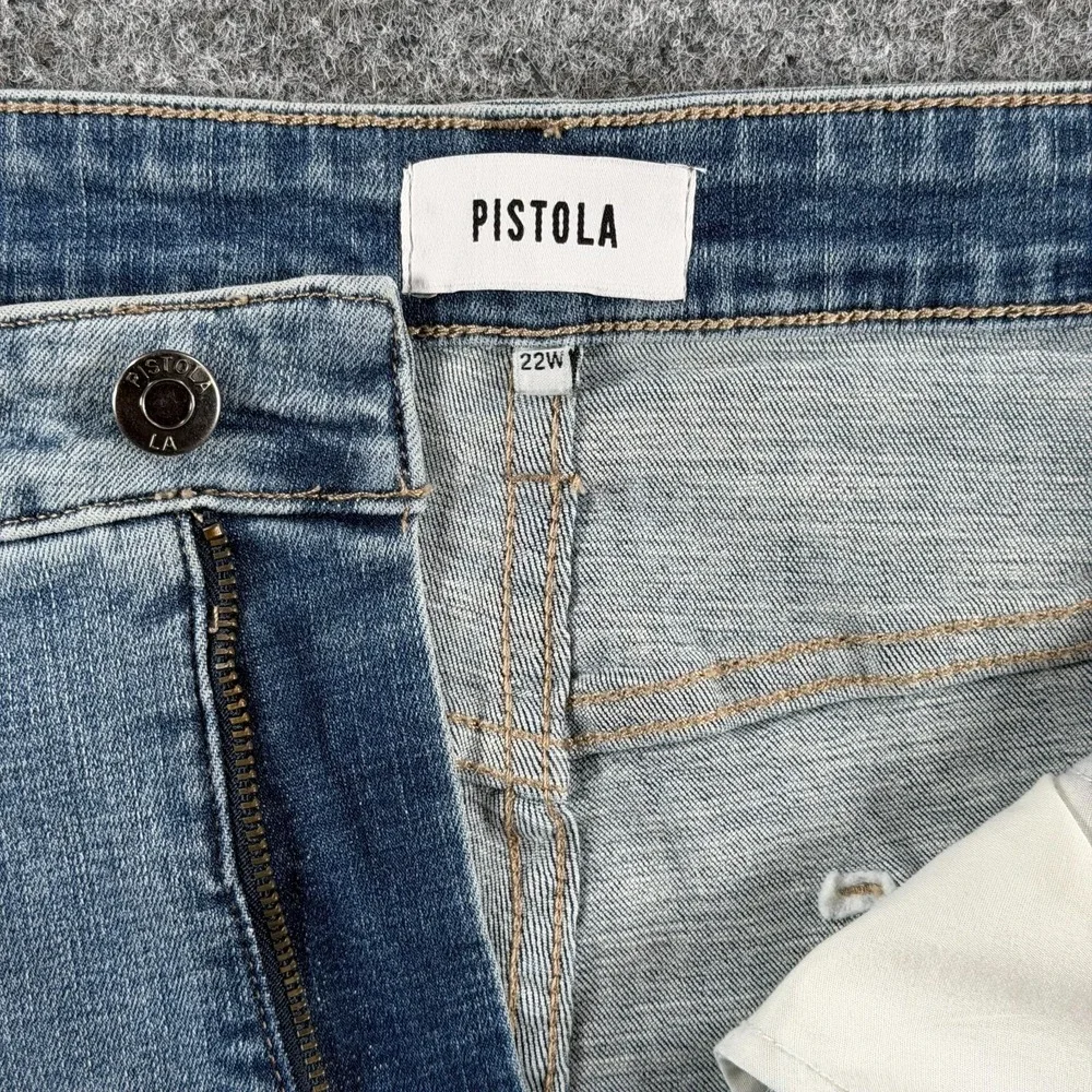 Pistola Jeans Women 22W Blue Denim Cotton High Rise Light Wash Distressed Skinny